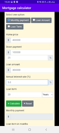 Mortgage Calculator Screen 2