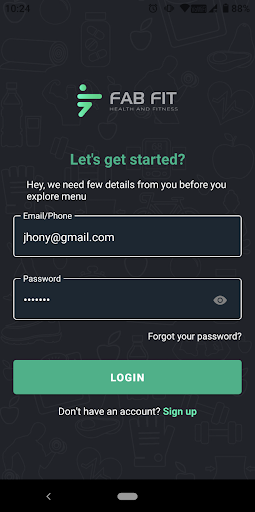 Android application FAB FIT screenshort