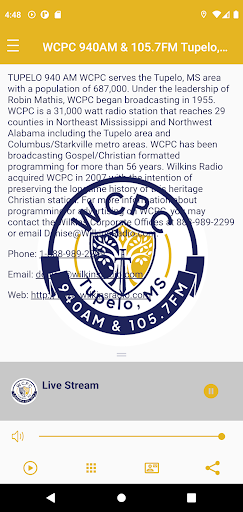 WCPC AM940 & FM105.7 Radio Screen 3