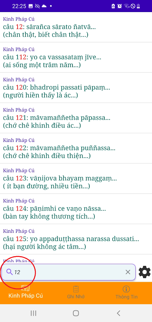 Android application KINH PHÁP CÚ THERAVĀDA screenshot