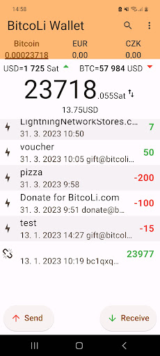 Android application BitcoLi Lightning wallet screenshort