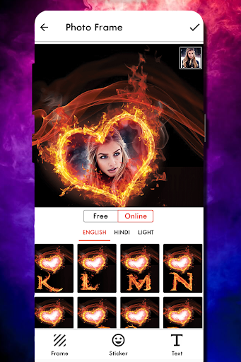 Fire Text Photo Frame Screen 3