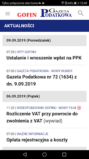 Android application GOFIN Gazeta Podatkowa screenshort