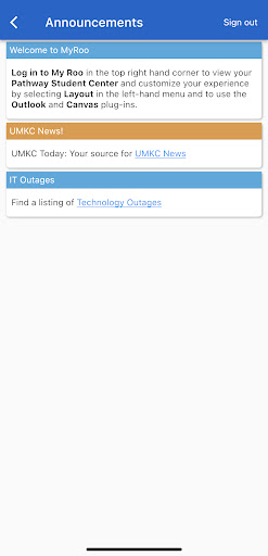Android application UMKC MyRoo screenshort