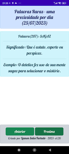 Android application Palavras Raras screenshort