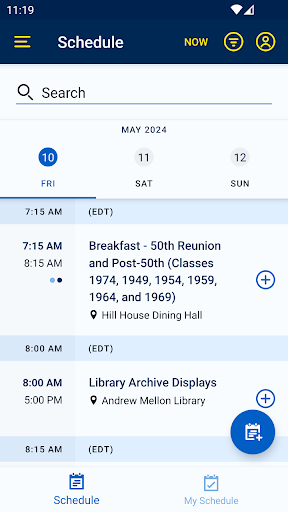 Choate Event Guide Screen 2