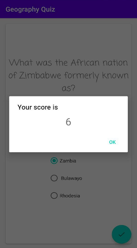 Geography Quiz Screen 3