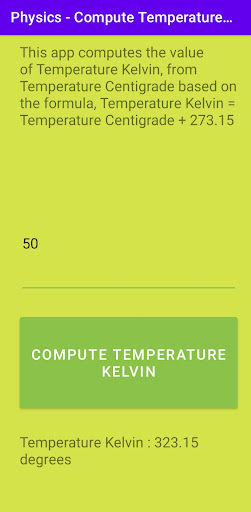 Android application Physics - Compute Temp. K screenshort