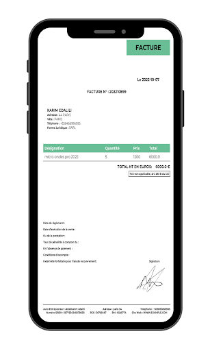 MaFacture Screen 2