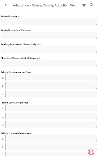 Screenshot of NurseThink® NoteBook
