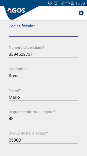 Android application Prestiti Demo screenshort