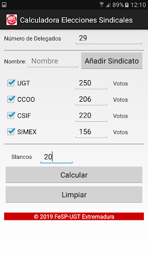 Calculadora Elecciones Sindica Screen 2