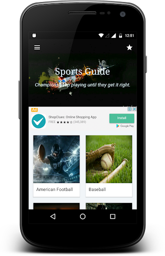 Android application Sports Guide screenshort