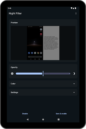 Screenshot of Night Filter