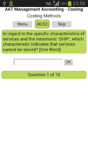 AAT Man. Accounting - Costing Screen 3