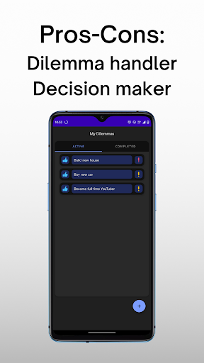 Android application Pros Cons: Decision Making screenshort