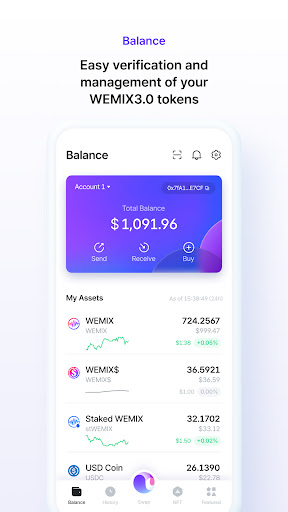 Screenshot of WEMIX Wallet