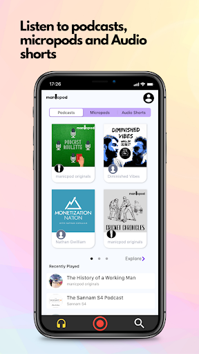 Android application manicpod: podcasts & micropods screenshort