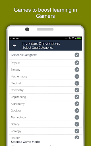 Screenshot of Inventions and Inventors App