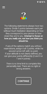16 Types Personality Test Screenshot