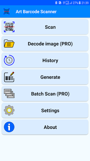 Android application Art Barcode Scanner screenshort