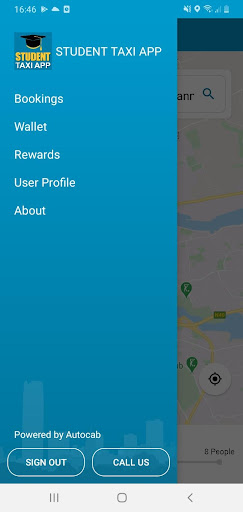 Android application Student Taxi App Cork screenshort