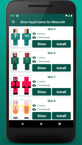 Skins Squid Game for Minecraft