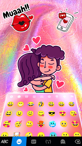 Pink Shiny Foil Keyboard Backg Screen 3