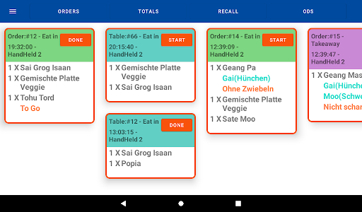 Android application inzzii KDS screenshort