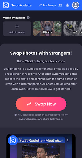 Android application SwapRoulette - Snap & Chat screenshort