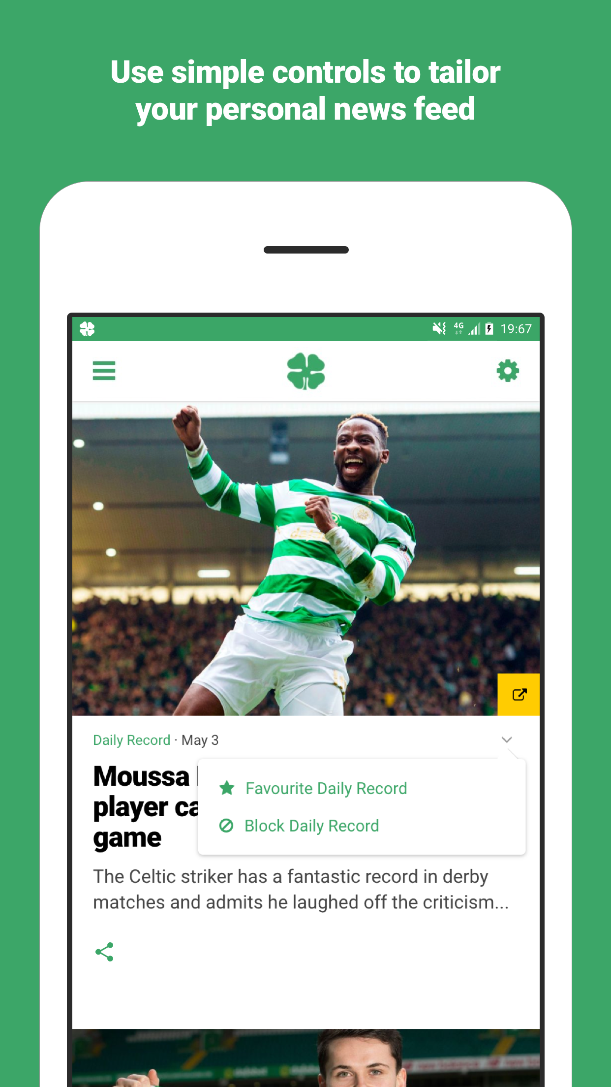 Android application Celtic news now screenshort