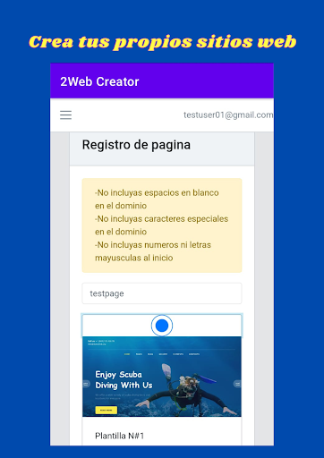 Android application 2Web Creator Mobile screenshort