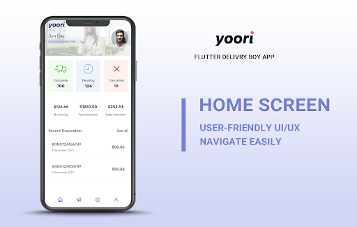 Android application YOORI Delivery Boy App screenshort