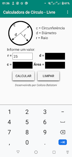 Calculadora de Círculo - Livre Screen 3