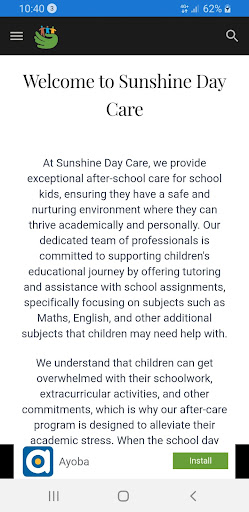 Sunshine Day Care Screen 3