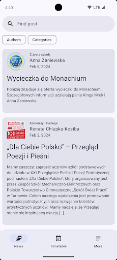 Android application ZSME Tarnów screenshort