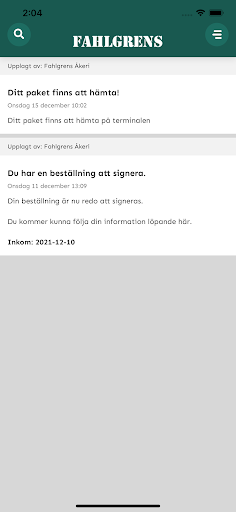 Android application Fahlgrens Åkeri screenshort