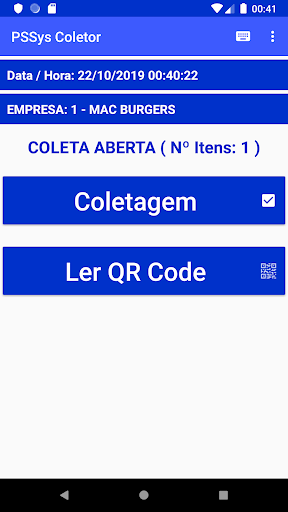 Android application PSSys Coletor screenshort