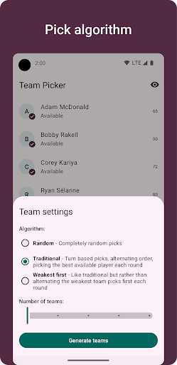 Team Picker Screen 3
