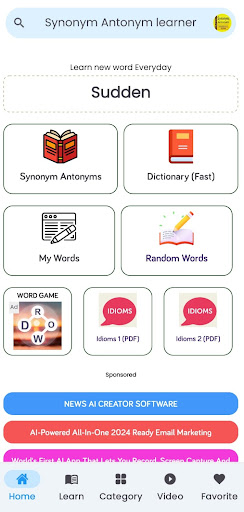 Android application Synonym Antonym Learner screenshort