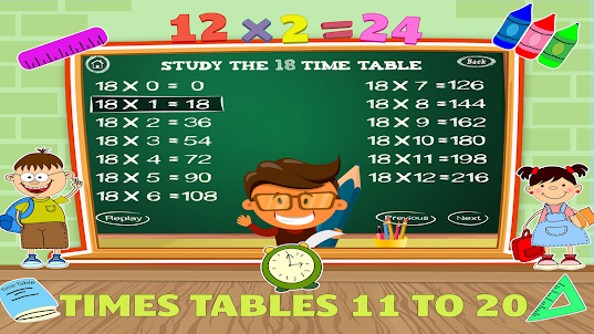 Math Таблицы с 11 по 20 Games