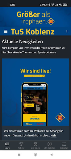 Android application TuS Koblenz screenshort