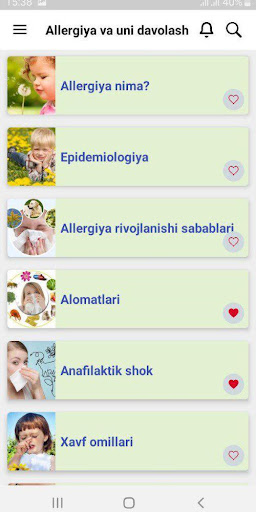 Allergiya turlari va davolash Screen 3