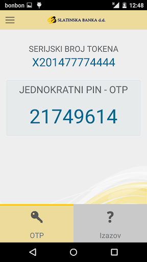 mTokenSLB Screen 2