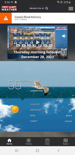 Screenshot of WECT 6 First Alert Weather