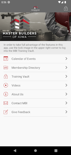 Android application MBI - Master Builders of Iowa screenshort