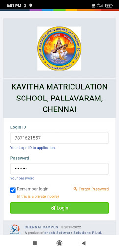 Android application Kavitha Matriculation School screenshort