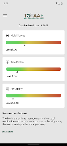 Android application TOTAAL - Asthma and Allergies screenshort