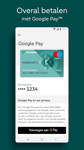 Screenshot van de ABN AMRO app