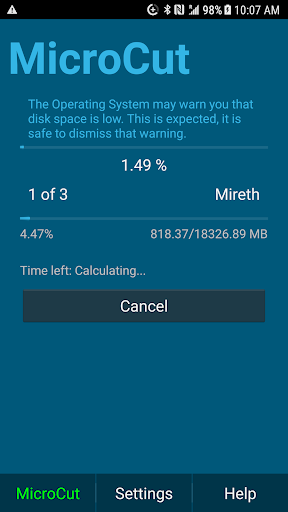 Android application MicroCut screenshort